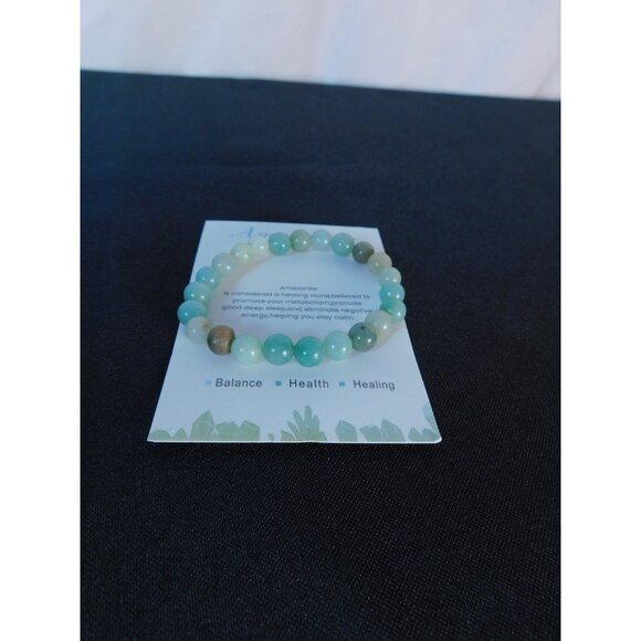 Amazonite Bracelet Healing Crystal Beads Calming Energy Balance Health Jewelry - Picture 3 of 12